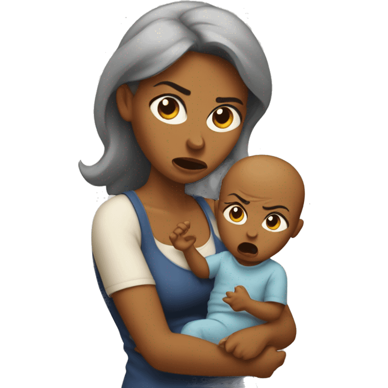 Mama with angry baby emoji