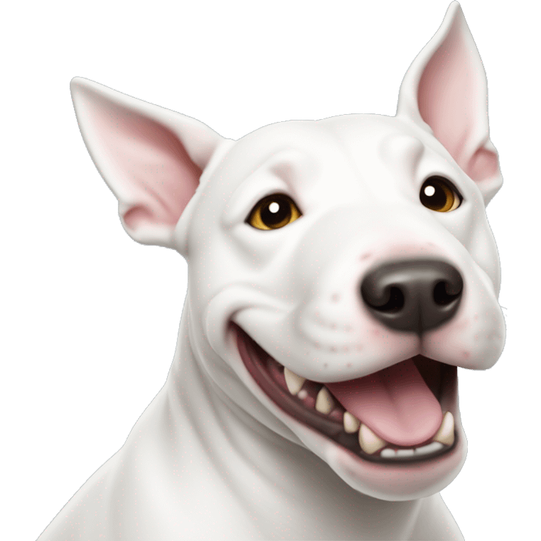 White happy bull terrier  emoji