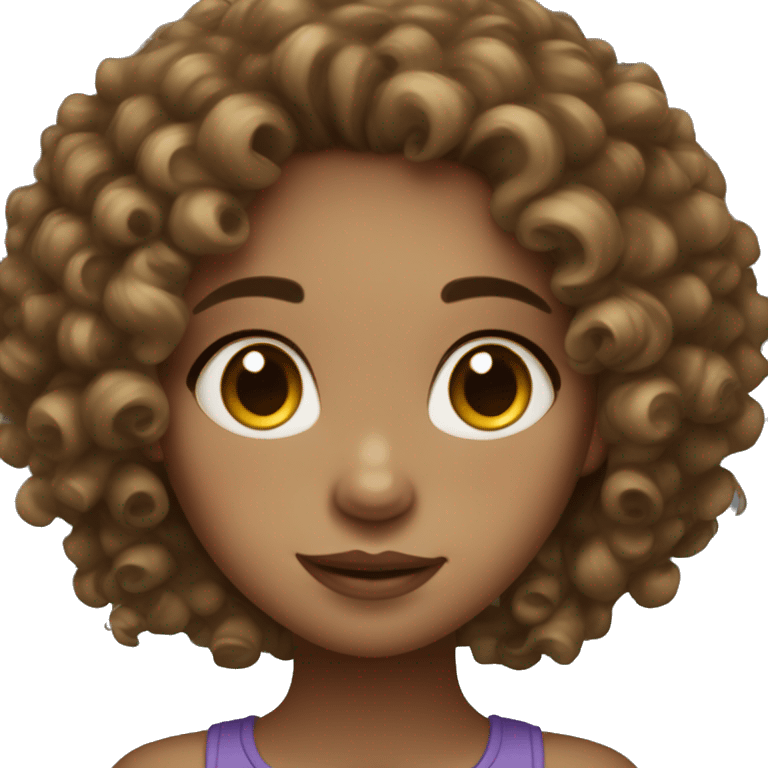 a light skinned pretty girl with freckles and curly dark brown curls emoji