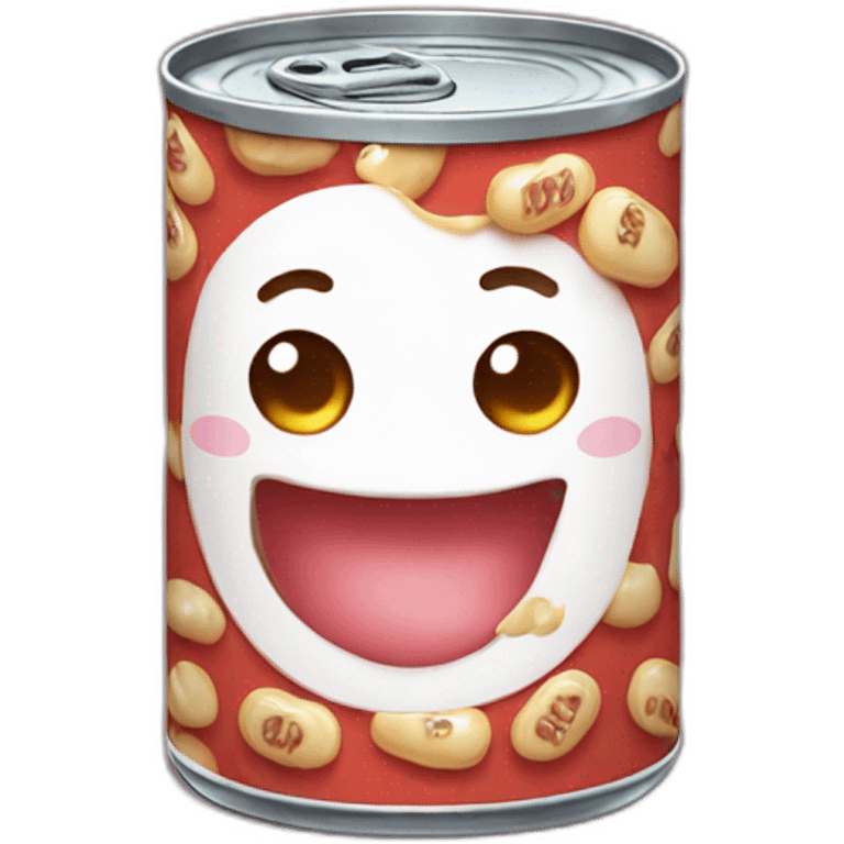 kawaii can of heinz beans with cute anime face emoji