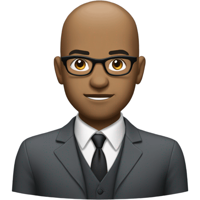 Dwayne d-train Hunter  with small round face and suit and glasses and buzz cut and small black eyes and small gray beard and small black eyes and wrinkled forehead emoji