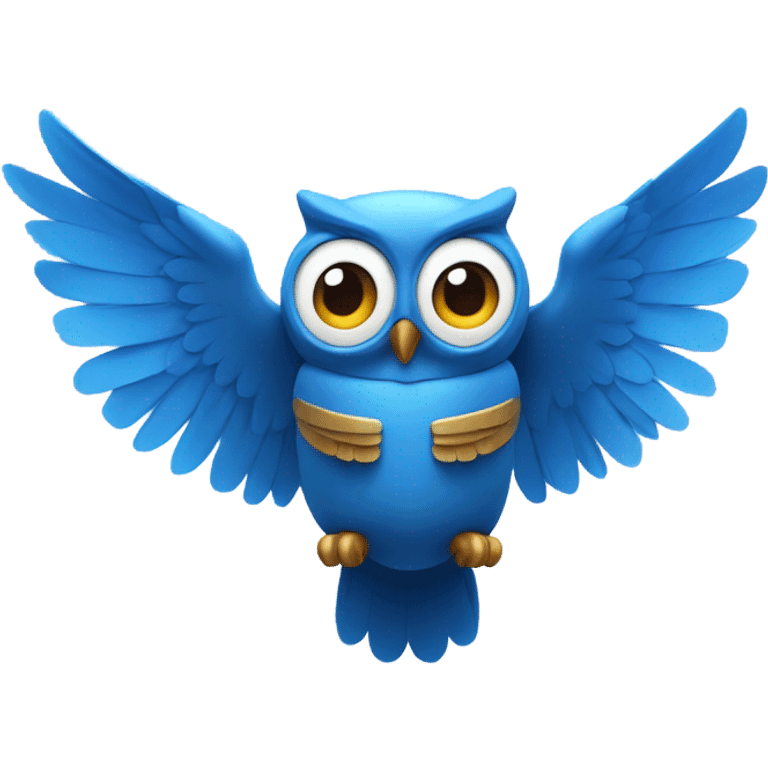 Blue owl using jetpack emoji