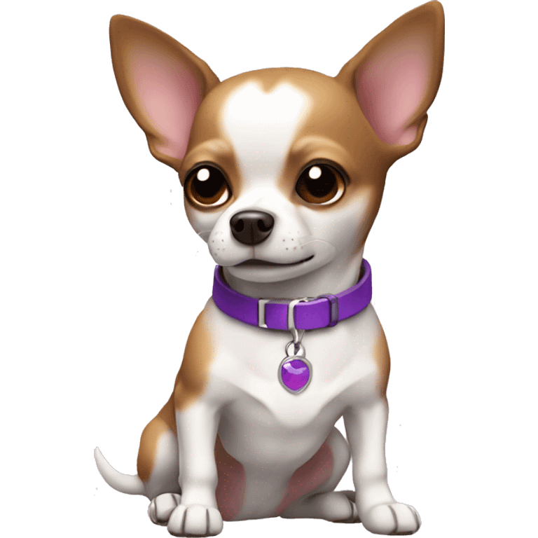 dog chihuahua white and brown with purple collar emoji