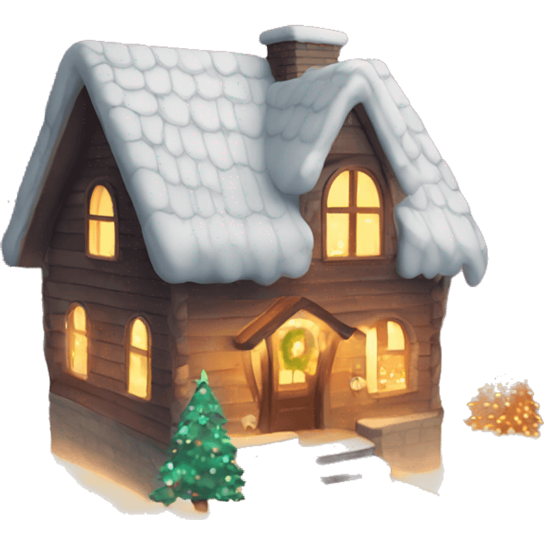 Christmas lighst on cute house emoji