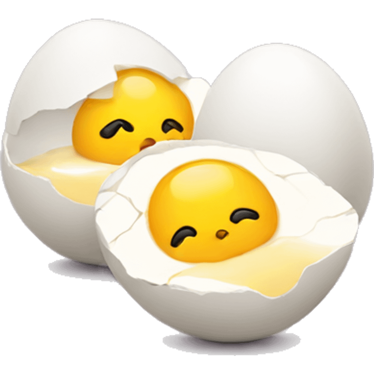 Cracked eggs with chick emoji