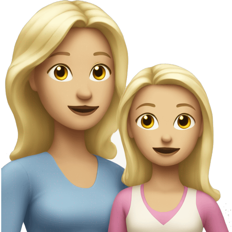 blonde women talking with blonde child  emoji