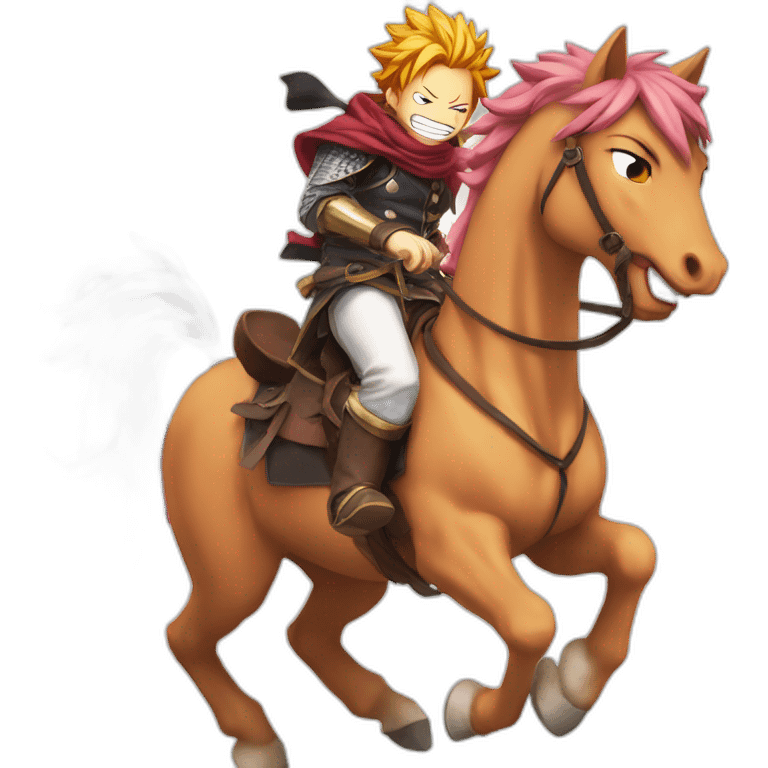 natsu from fairy tail anime riding a horse emoji