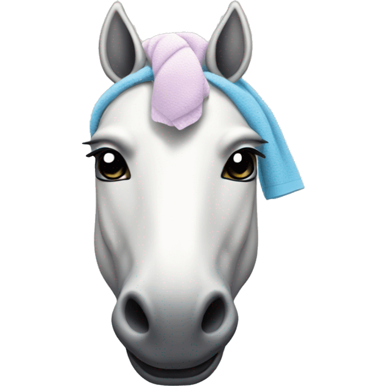 unicorn with towel on its head emoji