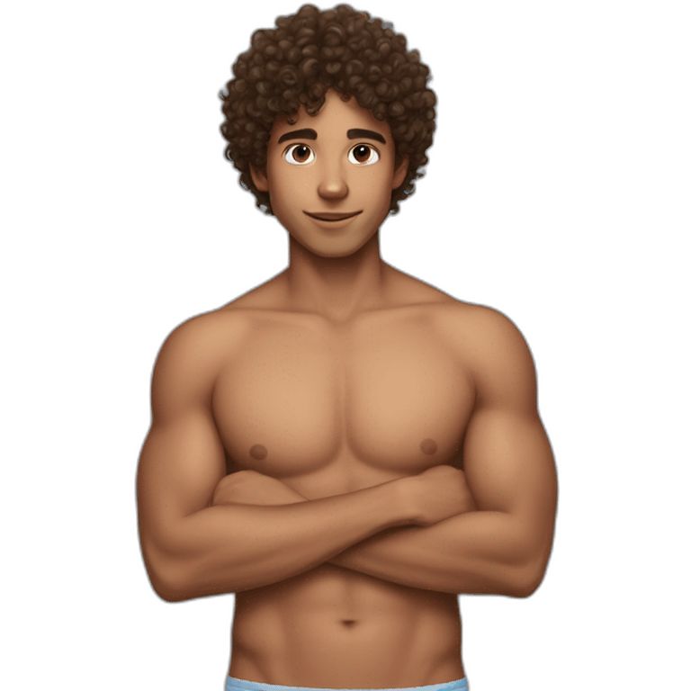 Curly hair boy shirtless  emoji