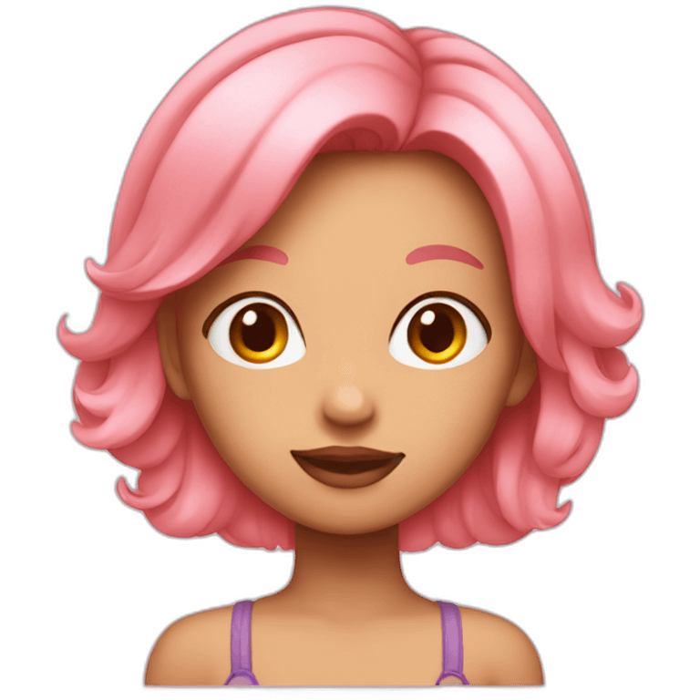 Girl peach with pink hair emoji