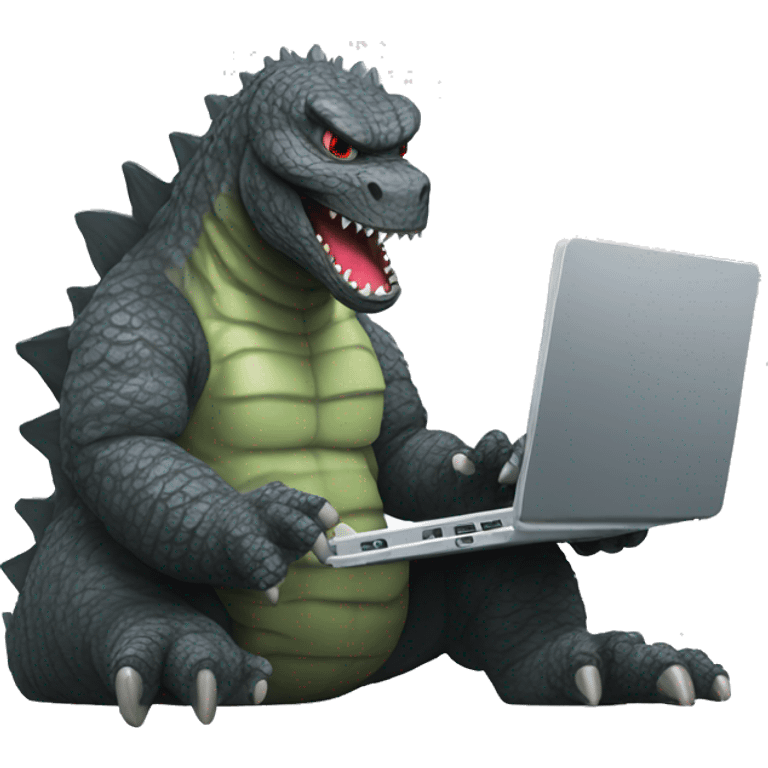 Godzilla typing on a laptop  emoji