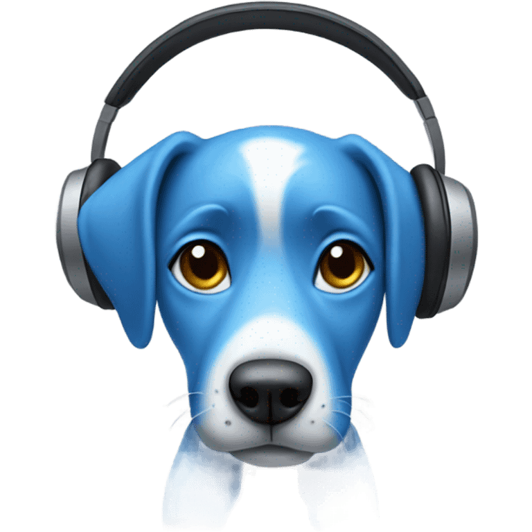 Blue dog with headphones on emoji