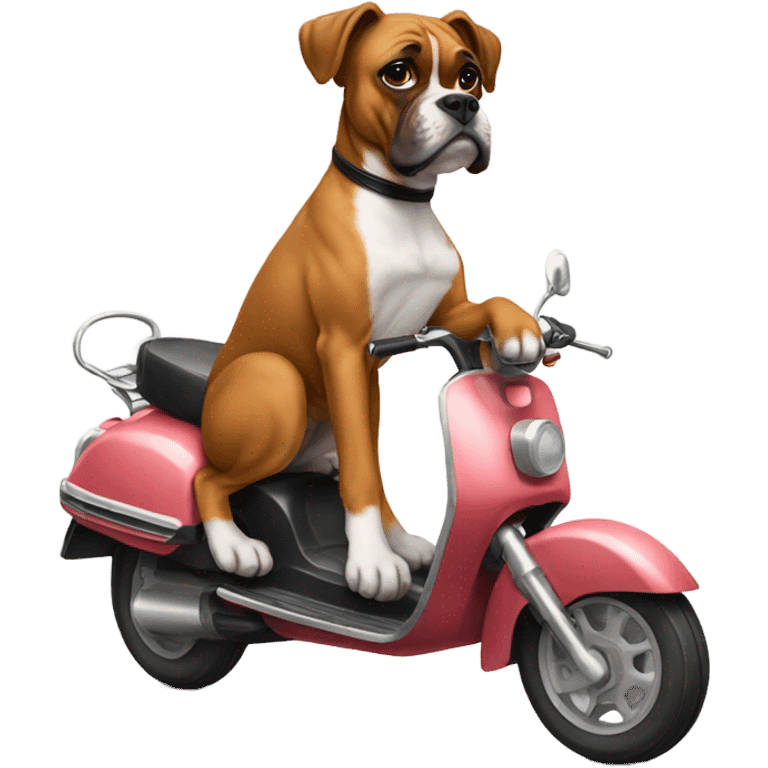 Boxer dog on a scooter emoji