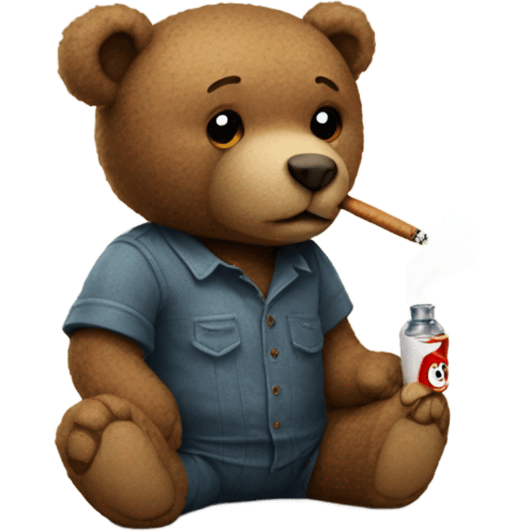 Teddy bear smoking emoji