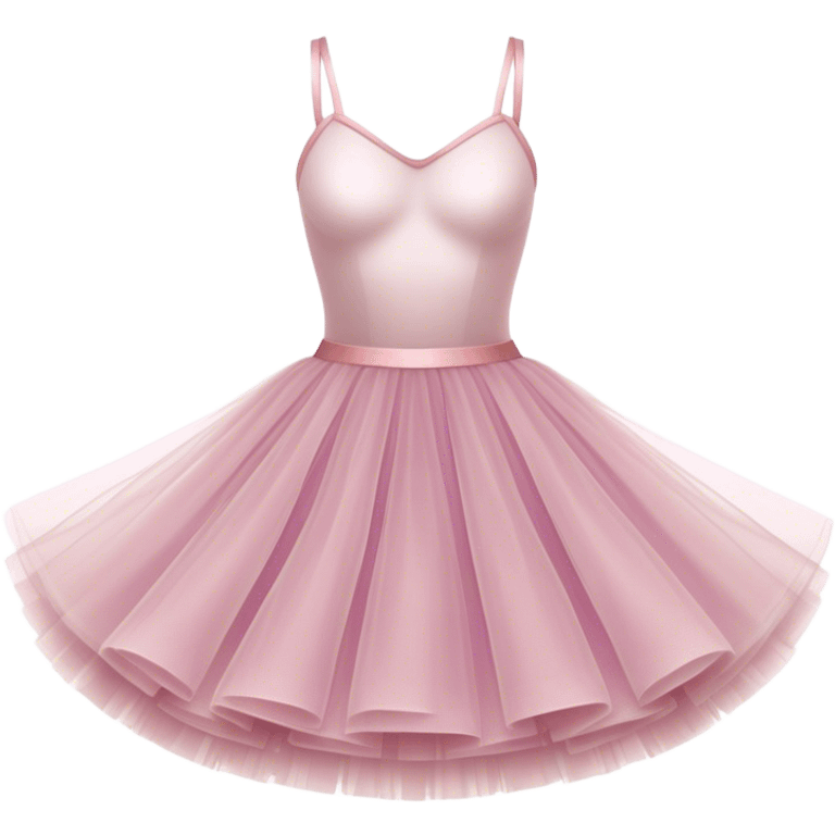 Cinematic Realistic Tutu, layers of fine, soft tulle forming a voluminous and airy skirt, delicate folds catching the light, slightly frayed edges adding authenticity, glowing softly with a warm and ethereal elegance. emoji