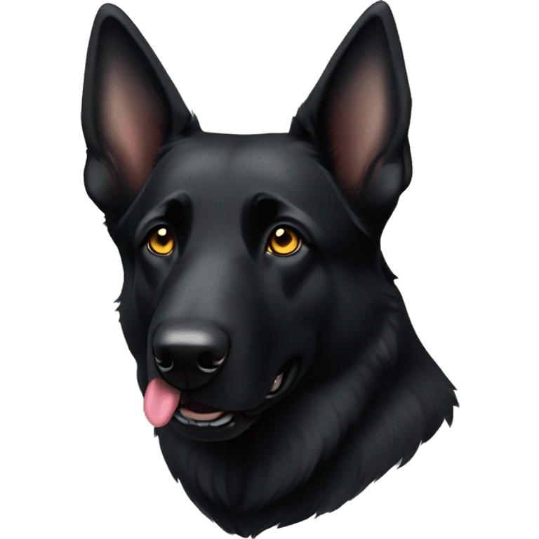 Black German shepherd with heterochromia  tilting head  emoji