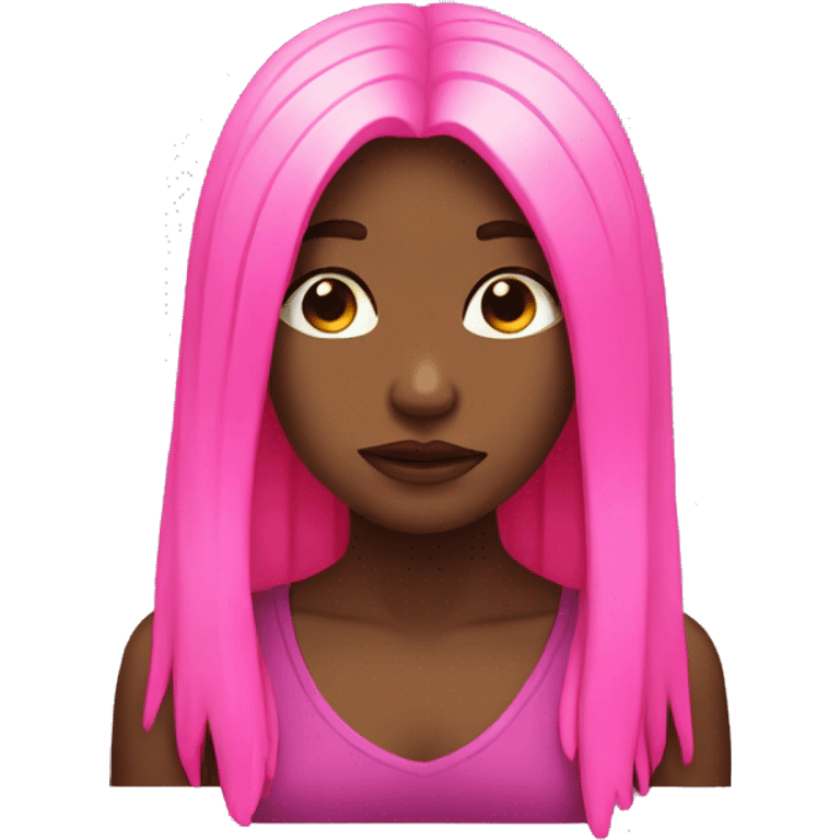 Girl with neon pink long hair face palm emoji