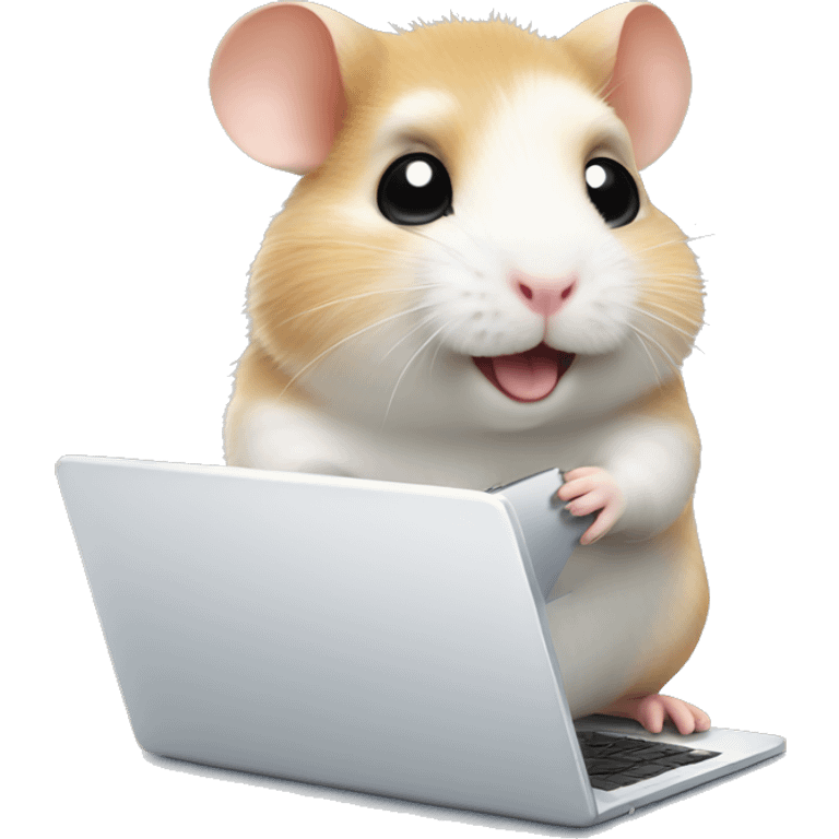 cute hamster working with laptop emoji