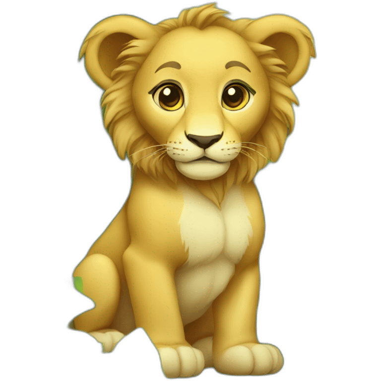 Baby lion in a jungle emoji