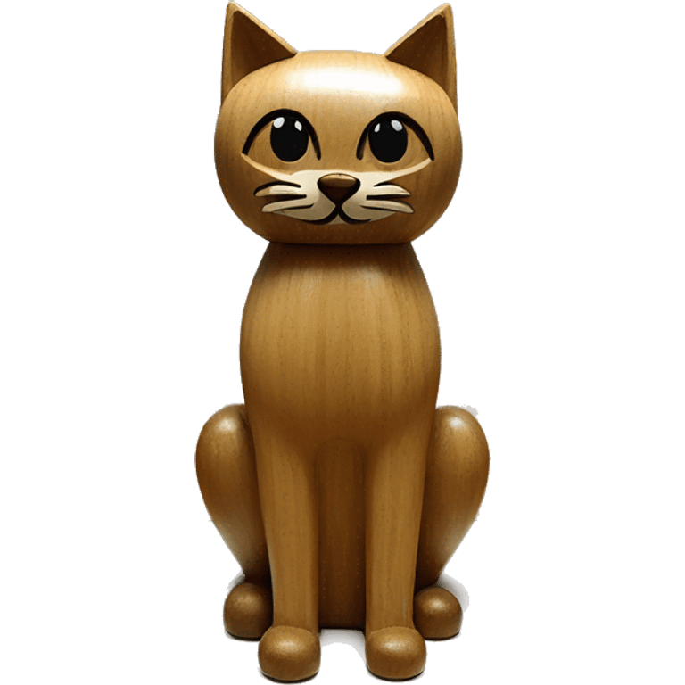 Mid century modern style wooden cat statue emoji