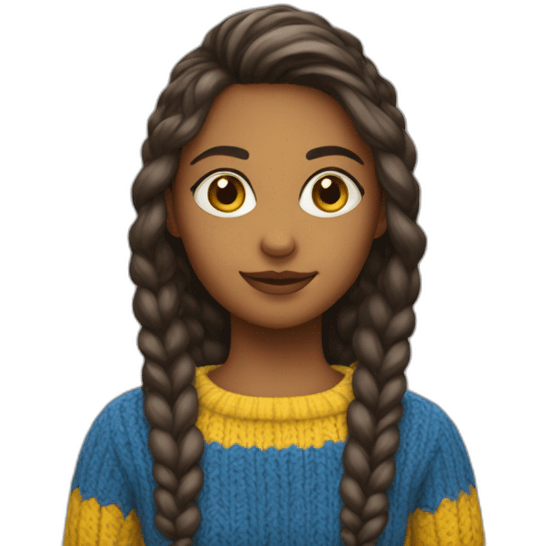 Girl in blue and yellow sweater emoji