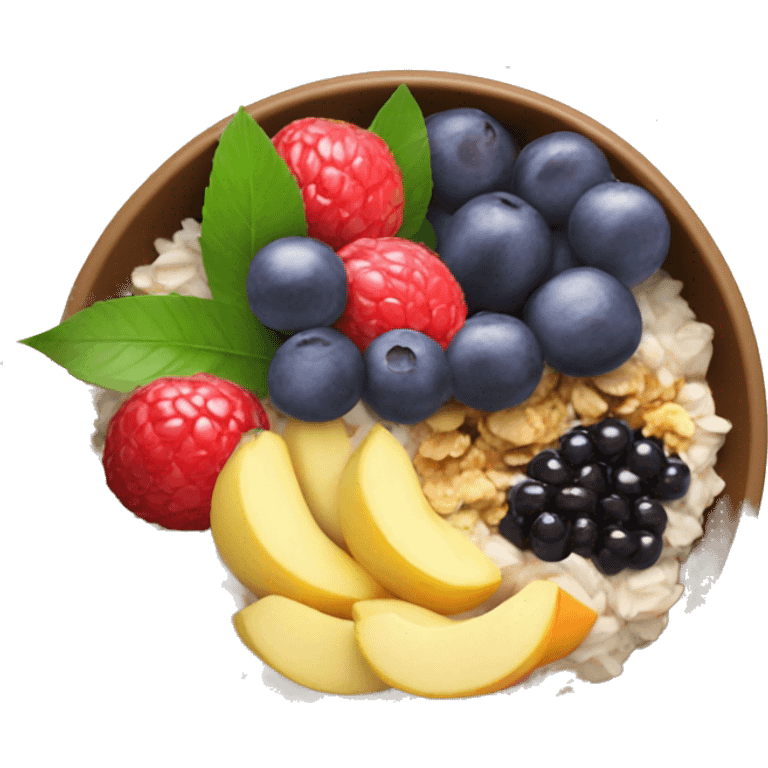 Açai bowl where you can see the acai, granola and the fruit  emoji