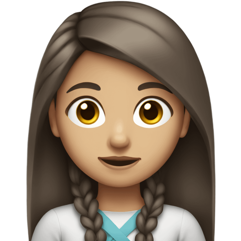 girl with long dark brown hair and eyes with light skin sitting down emoji