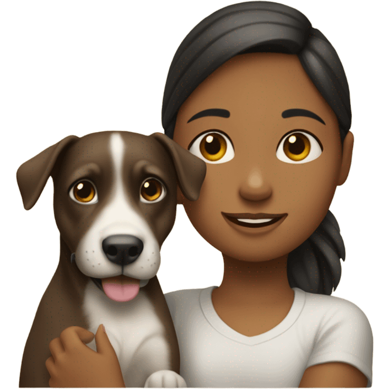 una niña con un perro  emoji