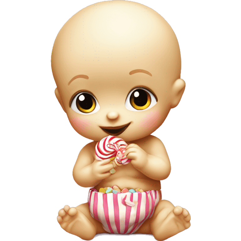 Kewpie baby eating candy emoji