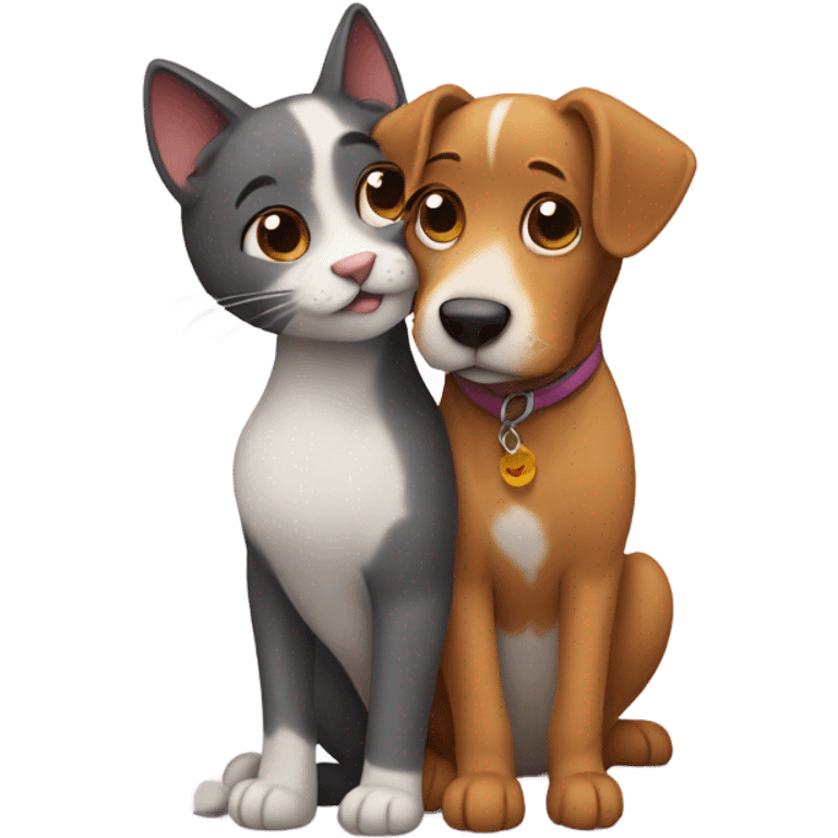 Dog and cat hugging  emoji