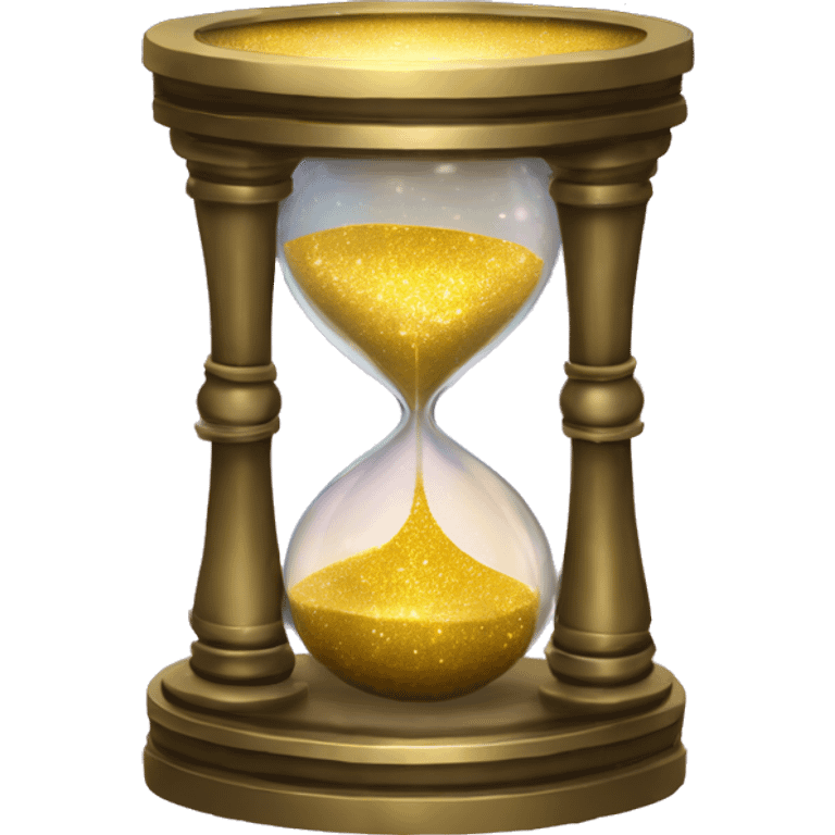 Gilded sparkling shimmering hourglass with nebula galaxy golden inside emoji