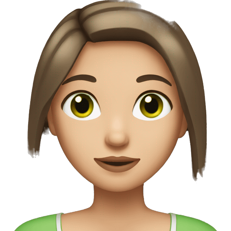 Girl with straight brown hair and green eyes emoji