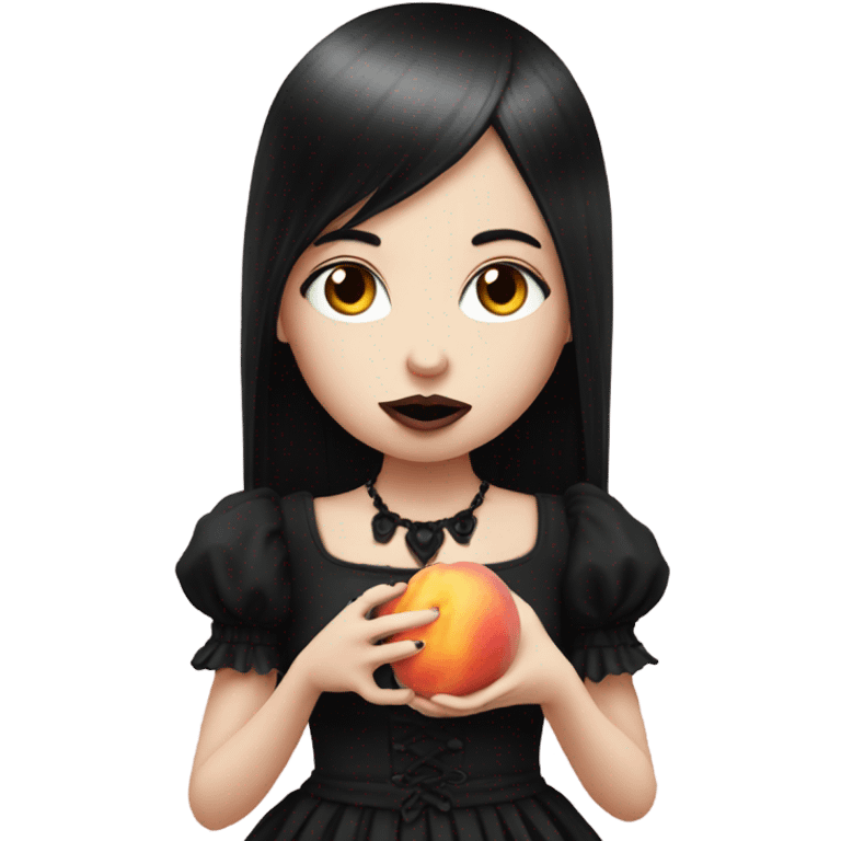 goth girl eating a peach crazily  emoji