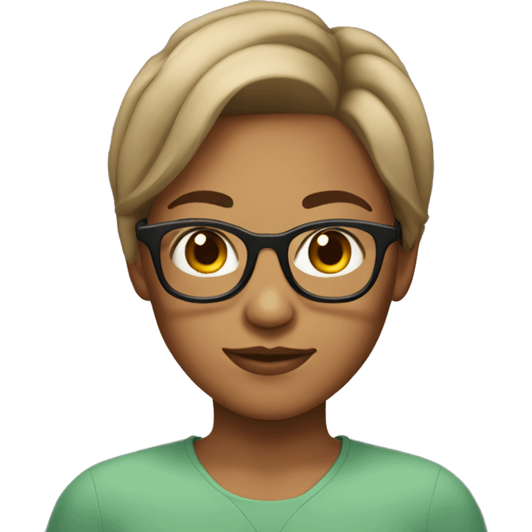 tan skin girl with glasses and medium short hair emoji