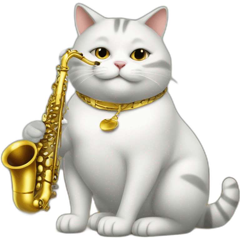 obese cat playing sax emoji