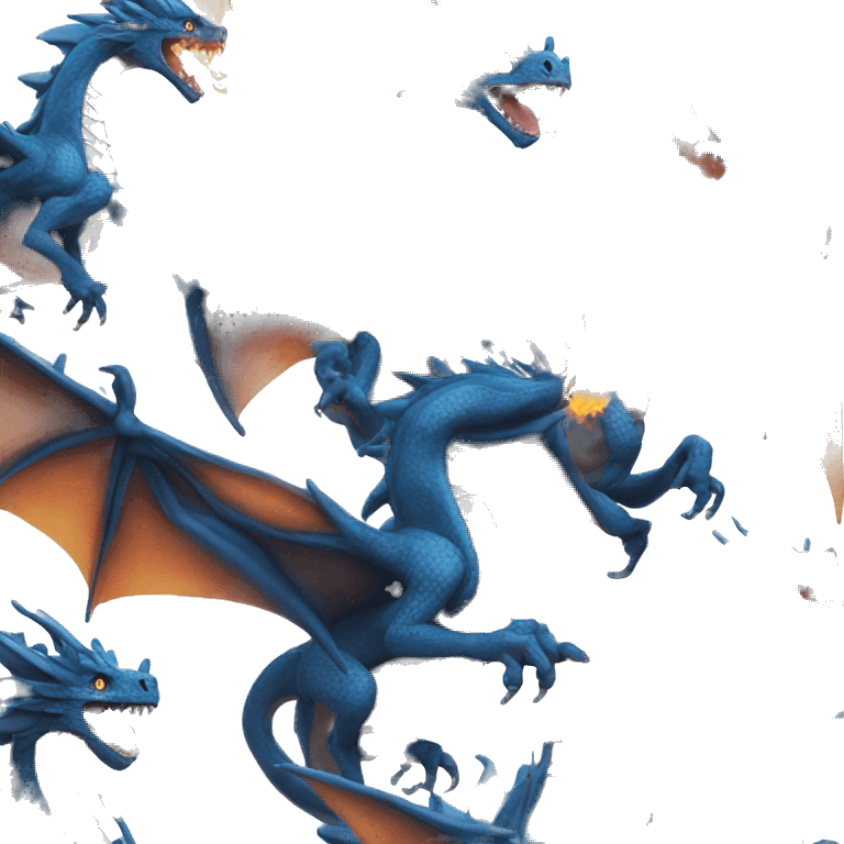 Dragón azul sacando fuego por boca emoji