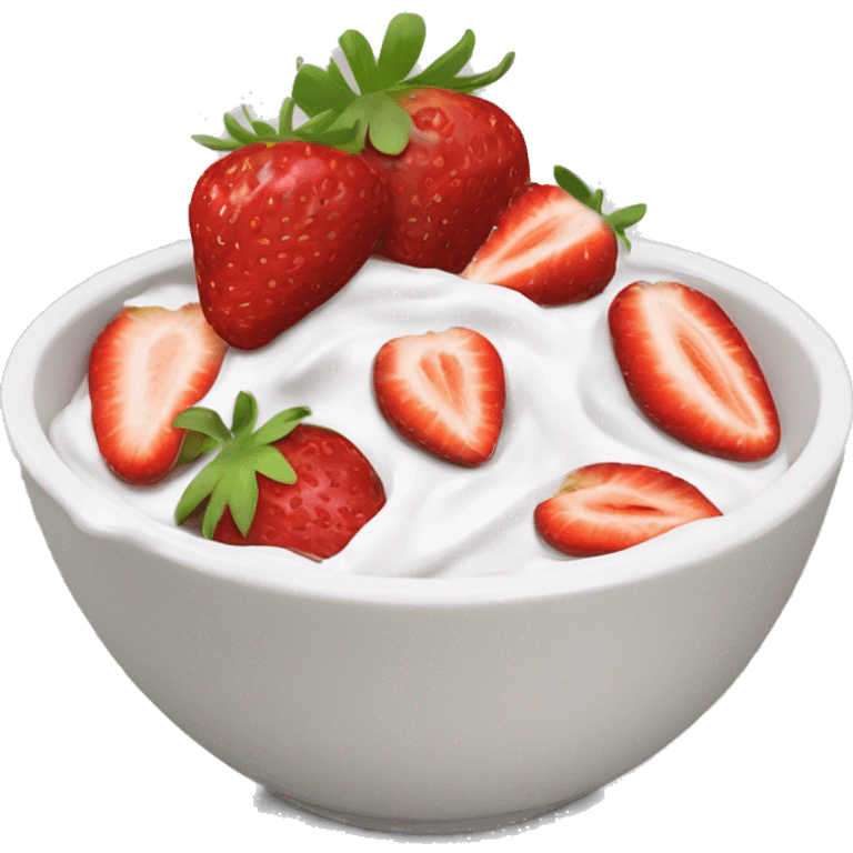 fruit yogurt bowl with strawberries and grapes emoji