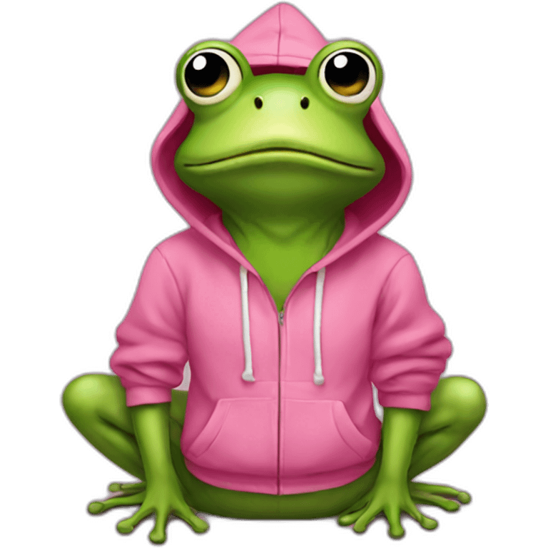 Frog with pink hoodie emoji