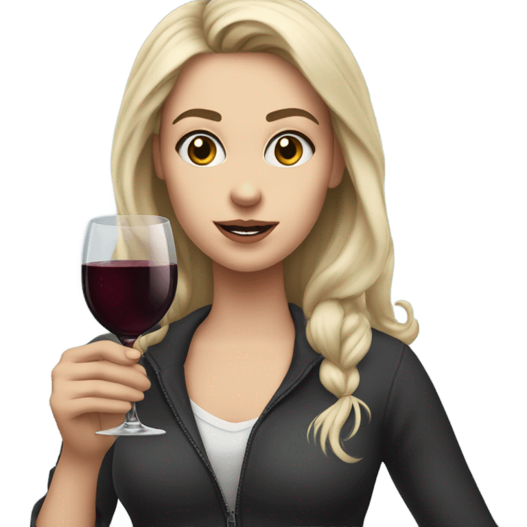 White Girl with runny mascara and a wine glass emoji