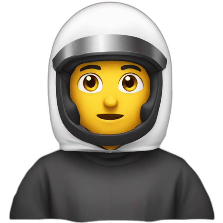 Car racist with full head helmet and Arabian shaikh robe karting helmet emoji