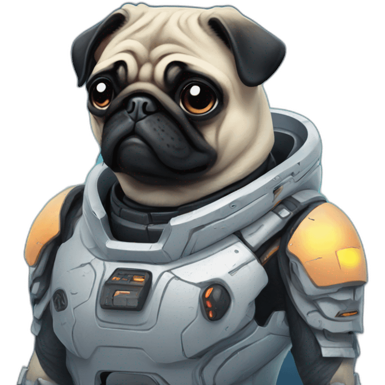 A pug in cyberpunk space emoji