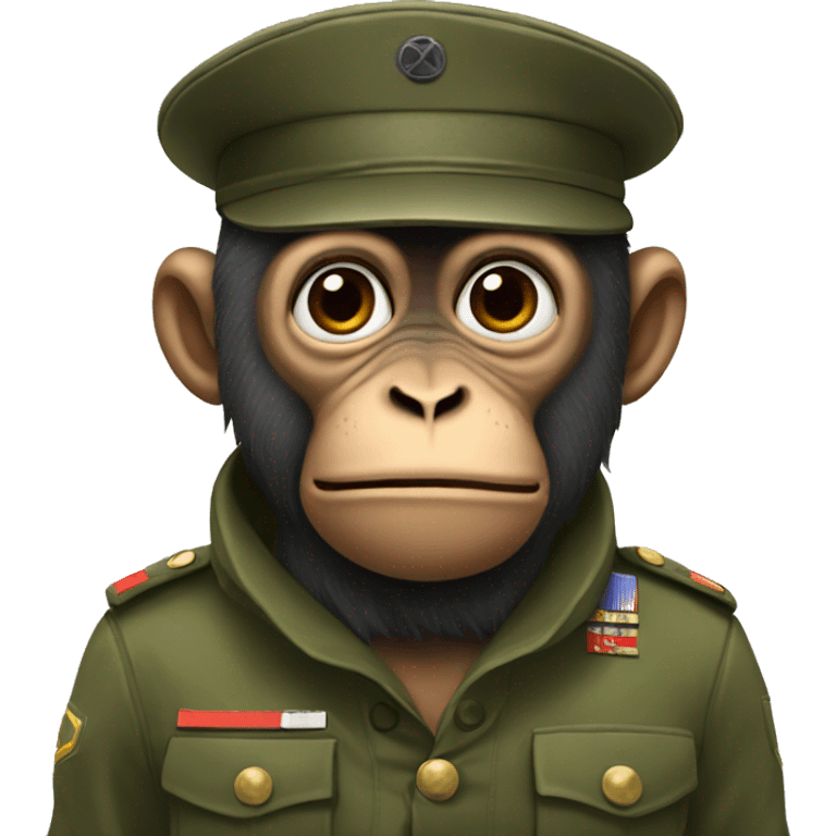 monkey in military outfit, clearly traumatized  emoji