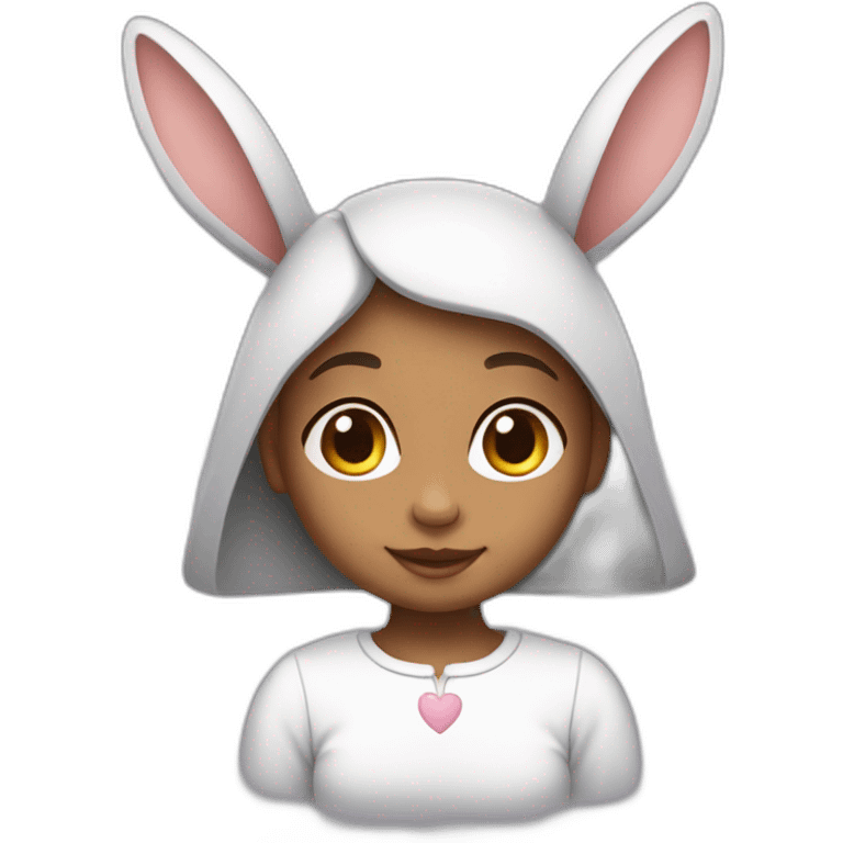 una niña con conejo blanco emoji