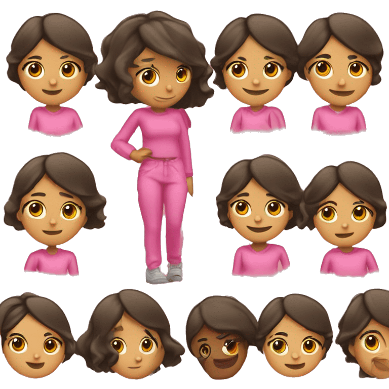 Chica morena, ondulada, Con ropa rosa y cuerpo bonito emoji