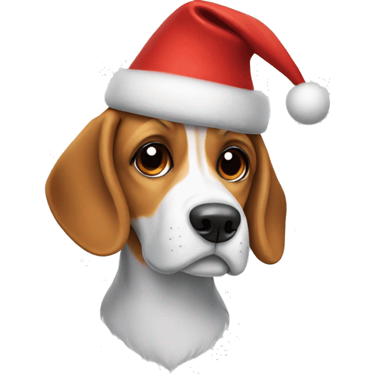 beagle dog with Christmas hat emoji