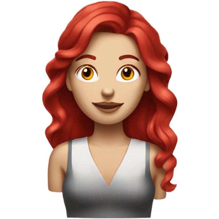 Caucasian Woman with Ruby red hair smoke emoji