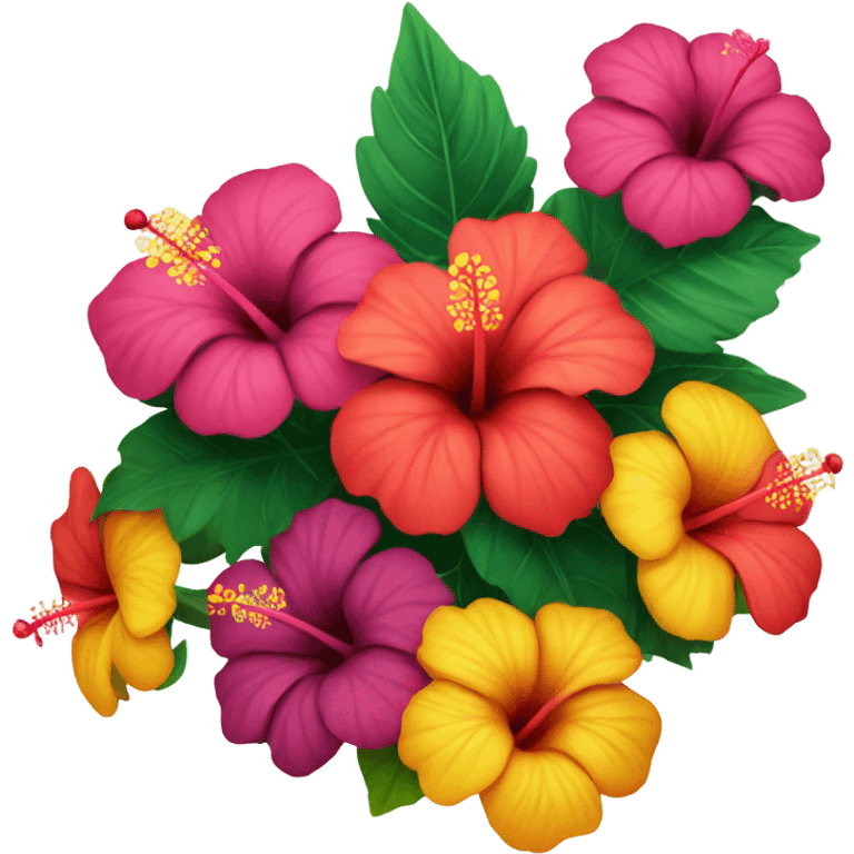 a bouquet with many hibiscus emoji