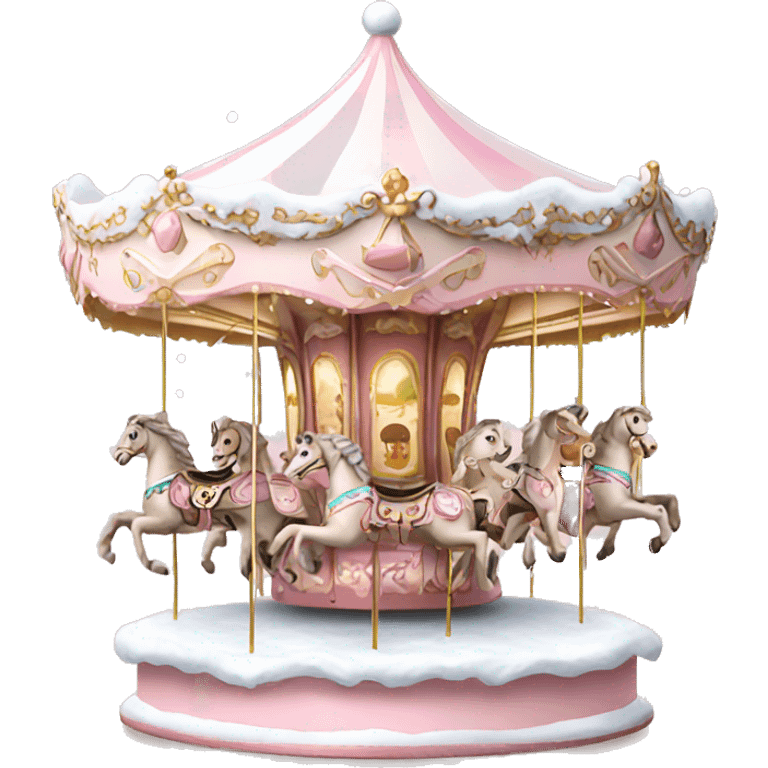 Light pink Christmas carousel with snow  emoji