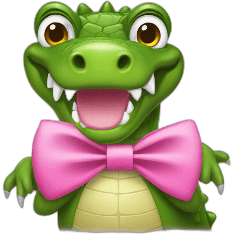 Girlie Crocodile with a pink bow tie emoji