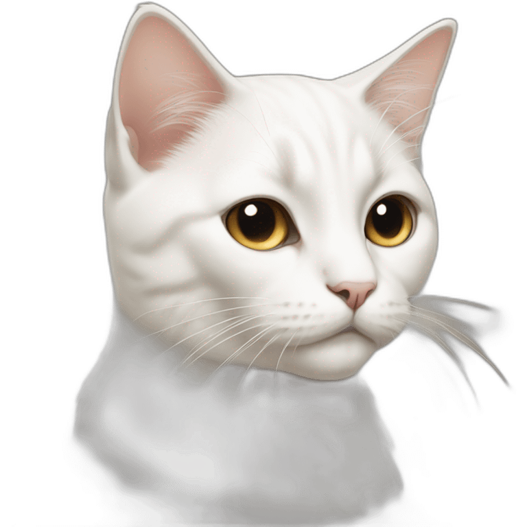 white cat with black around left eye and beige around right eye emoji